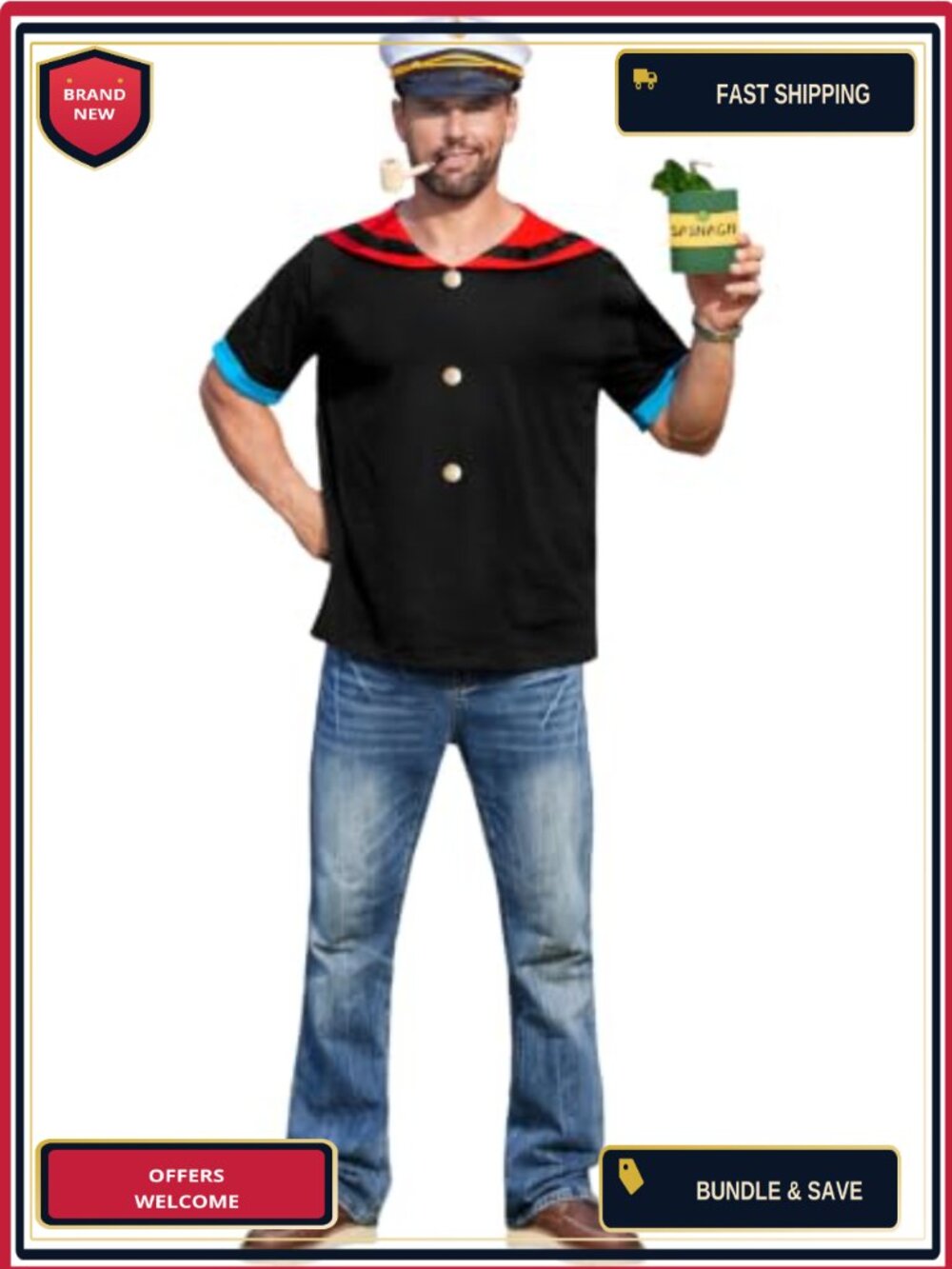 Men's 4 Piece Halloween Sailor Costume Adult Funny Cartoon Outfit